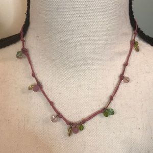 Baked Beads pink rope necklace with beading